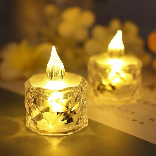 Pack Of 12 Warm White Flameless Led Tealight Candle Decorative Battery Operated Tea Lights